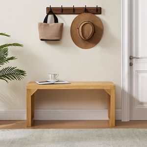 Piccola panca da pranzo in legno di pino Set con vetro temperato per ingresso soggiorno cucina camera da letto (natura tavolo da panca) - Product Image 6