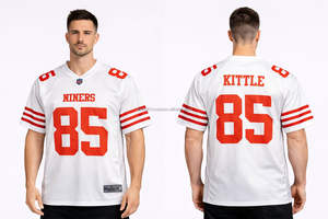 เสื้อฟุตบอลอเมริกันแบบสั่งทำพิเศษ พร้อมแถบยางยืดที่ชายเสื้อ หมายเลขโครเมียม แขนสั้น ระบายอากาศได้ดี ซับเหงื่อ เหมาะสำหรับทีมกีฬาทุกเพศ - Product Image 5