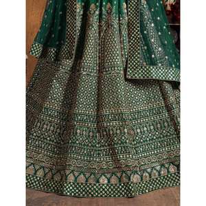 Paillettes vertes magnétiques en soie brute pour mariage Lehenga Choli - Product Image 2