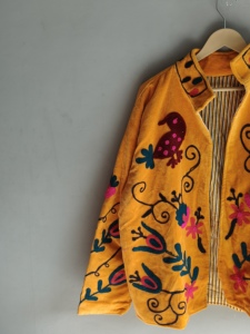 Hand Embroidered Cotton Jacket <b>Women</b> Mandarin Collar Floral Pattern Full Sleeve Spring Bohemian Style <b>Coat</b> GIFT FOR HER - Product Image 4