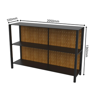Étagère de rangement industrielle pour cuisine et salle de bain, panneau perforé entièrement métallique, cadre en fer noir, double organisateur moderne, durable - Product Image 2