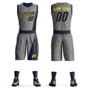 Ensemble d'uniformes de basketball personnalisés pour équipes, avec logo, en maille respirante 100 % polyester, imprimés par transfert thermique, pour compétition - Product Image 4