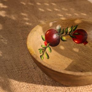 Juego de tazones redondos de madera personalizables, apilables, aptos para alimentos, para servir frutas, aperitivos y ensaladas, vajilla rústica sostenible a bajo precio. - Product Image 4