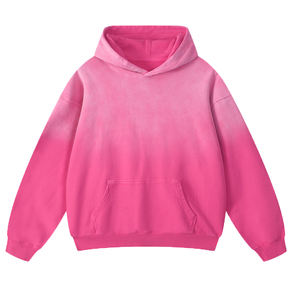Sweat-shirt à capuche unisexe surdimensionné personnalisé, pull-over uni tie-dye rose, streetwear, molleton de coton, style vintage - Product Image 1