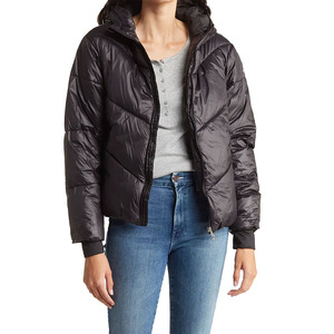 <b>Machine</b> Sewn Long Sleeve Zipper Up Ladies Puffer Padded Jacket Classic Design Made Plain Solid Color Puffer Jackets In Low MOQ - Product Image 1