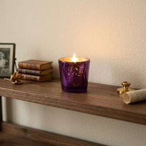 Portavelas de Cristal Morado para Velas de Té |   Portavelas de Estilo Antiguo para Decoración del Hogar |   Centro de Mesa para Bodas y Fiestas - Product Image 3