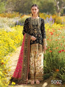 Black Embroidered <b>Kurta</b> Palazzo Dupatta Set Indian Pakistani <b>Women</b> Traditional Party Wear - Product Image 1