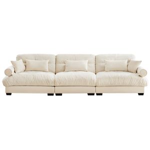 Modern 3-Seat Extra Large Velvet <b>Sofa</b> Oversize Cloud-Like Comfort with Waist Pillows & <b>Support</b> for Living Room - Product Image 4