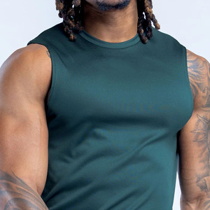 Camiseta sin mangas para hombre, modelo Green Racerback, de dos tonos, ligera, de tela elástica, para gimnasio y deporte, fabricada a medida. - Product Image 6