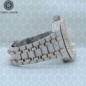 นาฬิกาข้อมือผู้ชาย Charm_Jewells หรูหรา ตัวเรือนสแตนเลสสตีล หน้าปัด 40 มม. ประดับโรสโกลด์ ขอบหน้าปัดเพชร ดีไซน์โปร่ง ทนน้ำ 10 บาร์ - Product Image 2