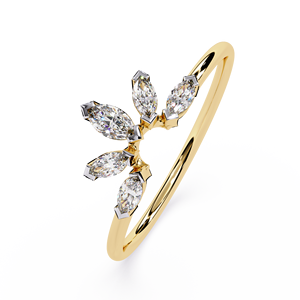 แหวนแต่งงานแบบซ้อนกันได้ทรงมาร์คีส์คัท ทองคำแท้ 14K เพชร CVD HPHT ผลิตในห้องปฏิบัติการ เหมาะสำหรับสวมใส่ทุกวัน - Product Image 1