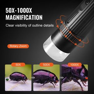 50X-1000X ไร้สายกล้องจุลทรรศน์ดิจิตอล Wi-Fi 1080P HD แบบพกพาแว่นขยายเหรียญขนาดเล็กปรับขาตั้งได้ใช้ได้กับ iPhone - Product Image 3
