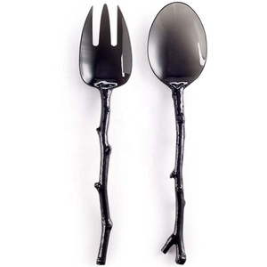 Couverts de mariage en or rose avec long manche en métal brillant Serveur à salade Dessert Yaourt Serveur à café pour mariages Événements Vente en gros - Product Image 2