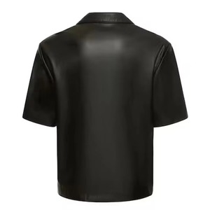 Unisex Genuine <b>Leather</b> <b>Shirt</b> Classic Cowhide Casual Streetwear <b>Leather</b> Top Custom Logo OEM Manufacturer - Product Image 3