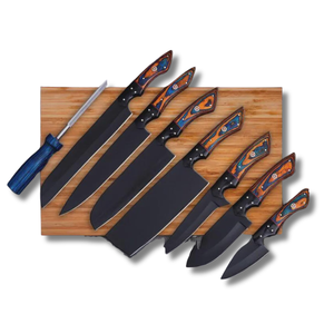 Ensemble de 7 couteaux en acier inoxydable avec manches en bois, couteaux de chef tranchants, ambidextres, à bord droit, en acier Damas fait main 67 - Product Image 6