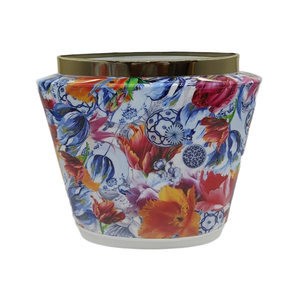 Pot en verre imprimé floral avec couvercle, pot de rangement décoratif, vase en verre de luxe à motif floral pour la décoration de la maison et la mise en scène de la table - Product Image 2