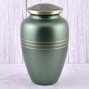 Urna funeraria para adultos de latón con rayas moradas y doradas, superficie brillante, para cenizas humanas, urna conmemorativa. - Product Image 4