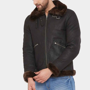 Most Popular Style Winter Collection <b>Shearling</b> Leather <b>Jacket</b> Fully Customized Great Personality <b>Men's</b> Faux Fur Leather <b>Jacket</b> - Product Image 3
