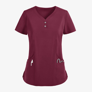 Uniforme de Enfermera de Manga Corta, Tela Tejida, Unisex, Blusa de Enfermería de Alta Calidad para Uso Hospitalario - Product Image 2