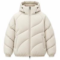 Blouson matelassé à capuche avec fermeture éclair, coupe-vent, hiver, décontracté, coupe ample, unisexe, uni, rembourrage en polyester épais