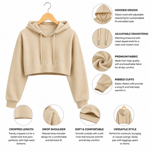 HMR Sorority Sisterhood Sweat à capuche à épaules tombantes, coupe ample, court, avec cordons de serrage, pour fabricants - Product Image 6