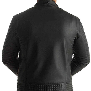 Men's PU Leather Moto <b>Jacket</b> Stand Collar Zipper Closure Windproof <b>Slim</b> <b>Fit</b> Regular Sleeve Solid Color Autumn Wear - Product Image 6