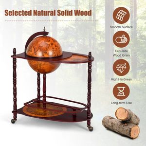 Carrello Bar Vintage con Ruote e Ripiano Extra, Stile Globo, Carrello Portaoggetti - Product Image 3