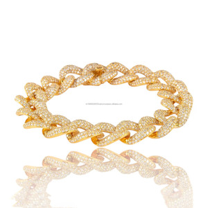 Pulsera de Plata de Ley 925 con Moissanita y Diamantes Engastados, Estilo Cubano Iced Out, Joyería Hip Hop, Regalo de Aniversario para Hombre - Product Image 1