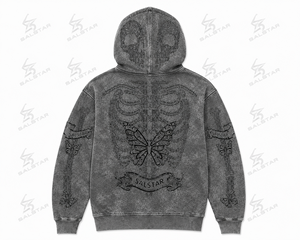 Sudadera con Capucha y Cremallera para Hombre BALSTAR, Diseño Gótico con Estampado de Calavera, Felpa Francesa, Corte Regular, para Otoño - Product Image 2