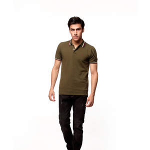 Polo de Punto a Rayas para Hombre, Manga Corta, Corte Regular Informal, Diseño Estampado en Negro y Beige, Cierre de Botones - Product Image 4