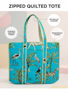 Bolso Tote Acolchado con Cierre, Hecho a Mano, de Algodón, Estilo Boho, Reutilizable, para Uso Diario - Product Image 6