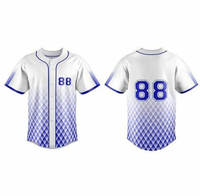 Kaos Jersey Baseball Ukuran Besar Polos Kustom Bahan Polyester/Katun Mesh Bernapas, Lengan Pendek Unisex, Sublimasi