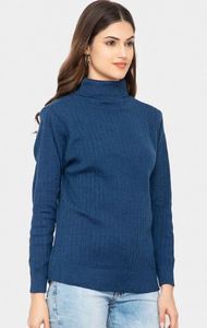 Suéter de punto moderno de cuello alto y estilo oversize, elegante suéter de punto trenzado con cuello alto a precio mayorista por exportador - Product Image 2