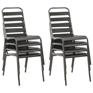 Juego de comedor de patio de acero de 9 piezas gris oscuro para uso en el jardín - Product Image 3