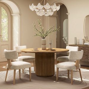 Set di 2 Sedie da Pranzo Louise in Ciniglia Beige Travertino con Schienale Diviso Imbottito - Product Image 1