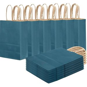 Sacchetti Regalo Classici Blu in Carta Tinta Unita con Manici, Confezione da 24 Pezzi, 21x15x8 cm, Sacchetti per Bomboniere - Product Image 3