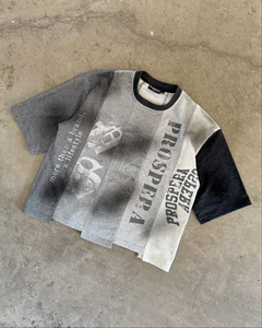เสื้อยืดผู้ชายสไตล์วินเทจทรงโอเวอร์ไซส์ ผ้าฝ้าย แขนสั้น ลายพิมพ์ตัวอักษรแนวสตรีท แต่งขอบตัดกัน คอกลม ผ้าเจอร์ซีย์ถัก เป็นมิตรต่อสิ่งแวดล้อม - Product Image 3