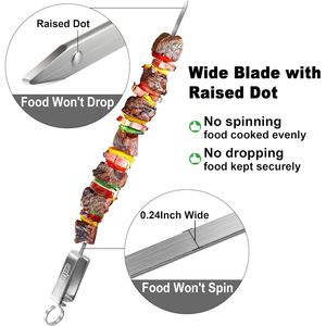 Spiedino per Kebab in Acciaio Inox da 17 Pollici, Utensile Piatto per Barbecue e Cottura di Shish Kebab - Product Image 2