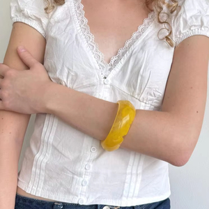 Nueva Llegada, Pulsera Artística de Resina, Económica, al por Mayor, Multicolor, Forma Curva Irregular, Regalo para el Día de la Madre - Product Image 1