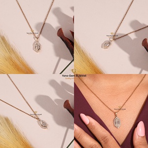 Colgante de Oro Sólido de 14K con Forma de Marquesa Holandesa para Aniversario, Diamante Cultivado en Laboratorio CVD de 1.00 Quilates, Color E, Claridad VVS2, Certificado IGI - Product Image 5