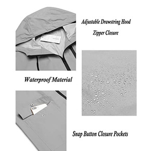 Manteau de pluie long classique personnalisé imperméable pour homme avec capuche dissimulée et trou de ventilation arrière coupe-vent - Product Image 6