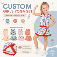 Conjunto Deportivo de Yoga para Niños, Diseño Personalizado de Verano, Top Corto sin Mangas y Falda con Volantes