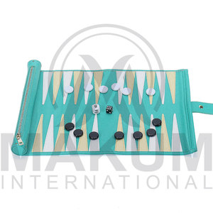 Juego de Backgammon de Viaje de Lujo, Personalizado, Portátil, Mini, de Cuero, Hecho a Mano, Enrollable - Product Image 6