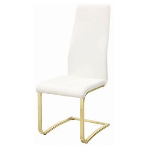 Whittingham Set of 4 White and <b>Gold</b> Upholstered Dining Side <b>Chairs</b> - Product Image 4
