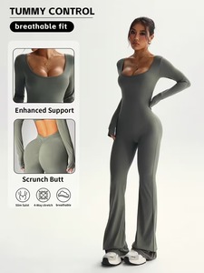 Mono Deportivo de Manga Larga para Mujer |   Traje de entrenamiento con piernas acampanadas |   Ropa Deportiva Ligera y Elástica para Gimnasio - Product Image 5