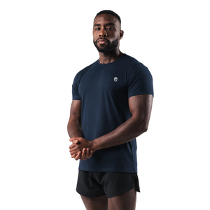 Camiseta de Manga Corta Azul Marino para Hombre, Cómoda, de Algodón Premium, Informal, para Gimnasio, Venta al Por Mayor, Ropa Deportiva Moderna - Product Image 2