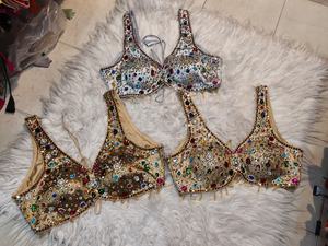 เสื้อแต่งงานผ้าออร์แกนซ่าปักลายหินหลากสีสีสีทองสุดหรูสำหรับเจ้าสาวเสื้อเบลาส์แขนกุดสำหรับฤดูหนาวประดับด้วยลูกปัดแบบเรียบง่าย - Product Image 3