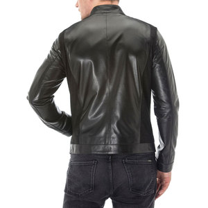 New Arrival Stand Collar Blank Color <b>Men</b> <b>Leather</b> <b>Jacket</b> High Quality Zipper Closure <b>Men's</b> <b>Leather</b> <b>jacket</b> for <b>men</b> - Product Image 5