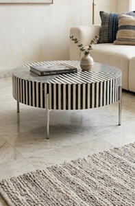 ILAHI's Bone Inlay <b>Table</b> Modern Design Agate Detailing <b>Storage</b> Portable Home Furniture - Product Image 3