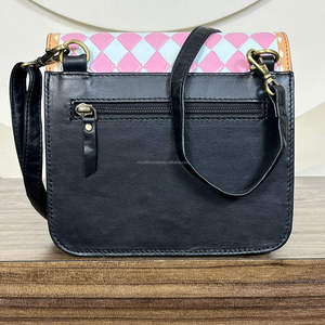 New 2025 Arrival Hand Tooled Genuine Leather Checkered Crossbody Bag Cowhide Women's Small Western Style Saddle Shoulder Handbag - Product Image 5